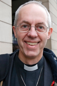 Justin Welby, the Bishop of Durham, walks through Westminster in London